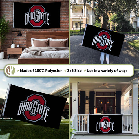 Desert Cactus OSU flag with grommets and reinforced header for secure hanging.