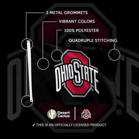 Desert Cactus OSU flag quadruple stitched ends for lasting durability.