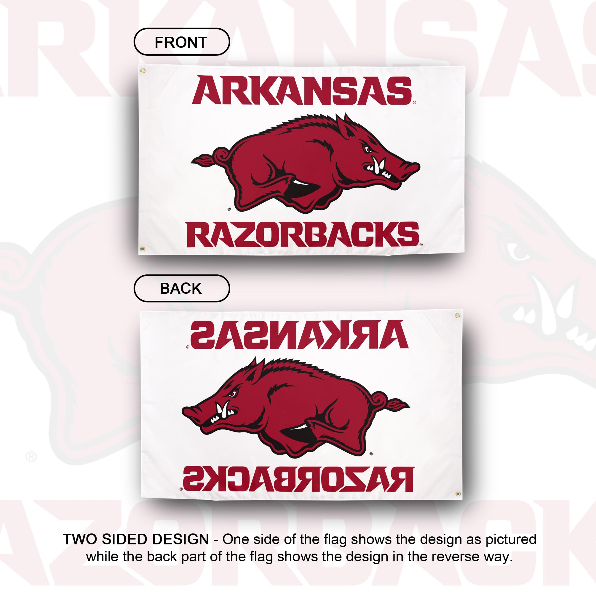 Desert Cactus Razorbacks banner shown outdoors with sturdy material and grommets