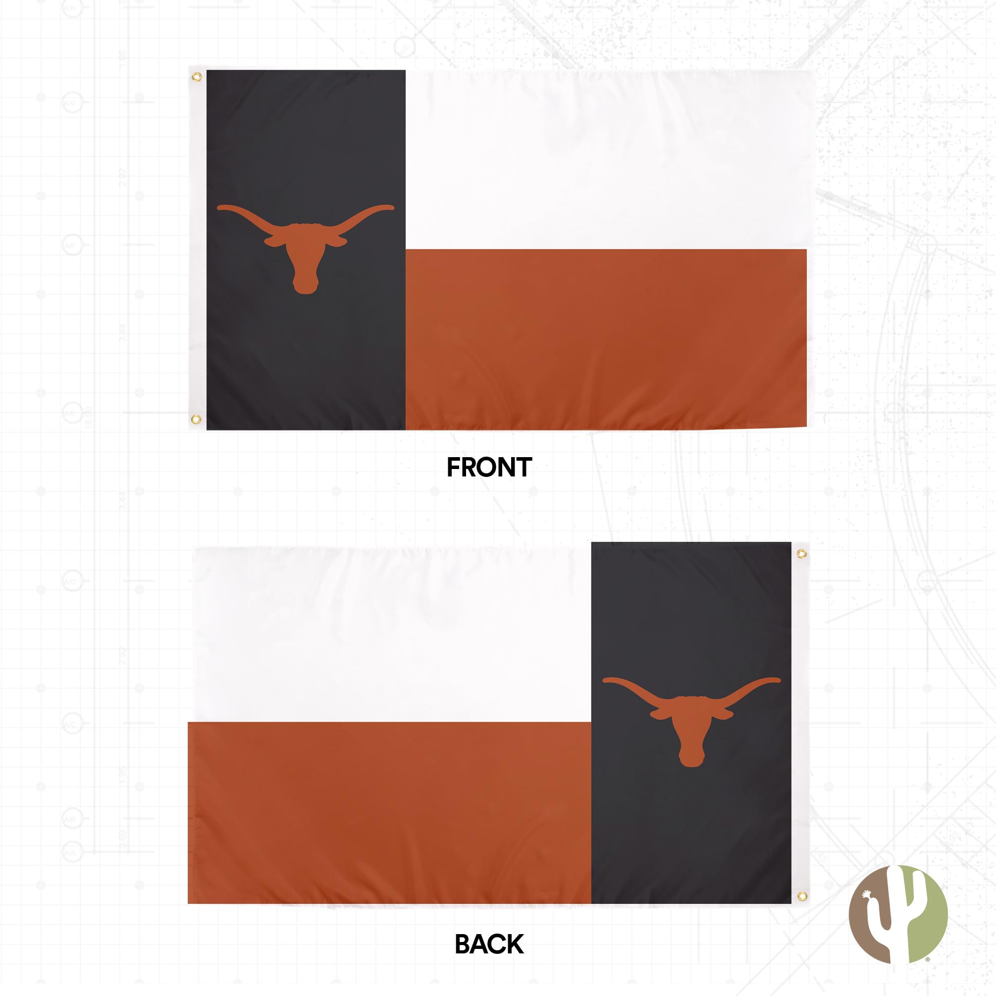 Desert Cactus UT flag showcases durable polyester for outdoor use.