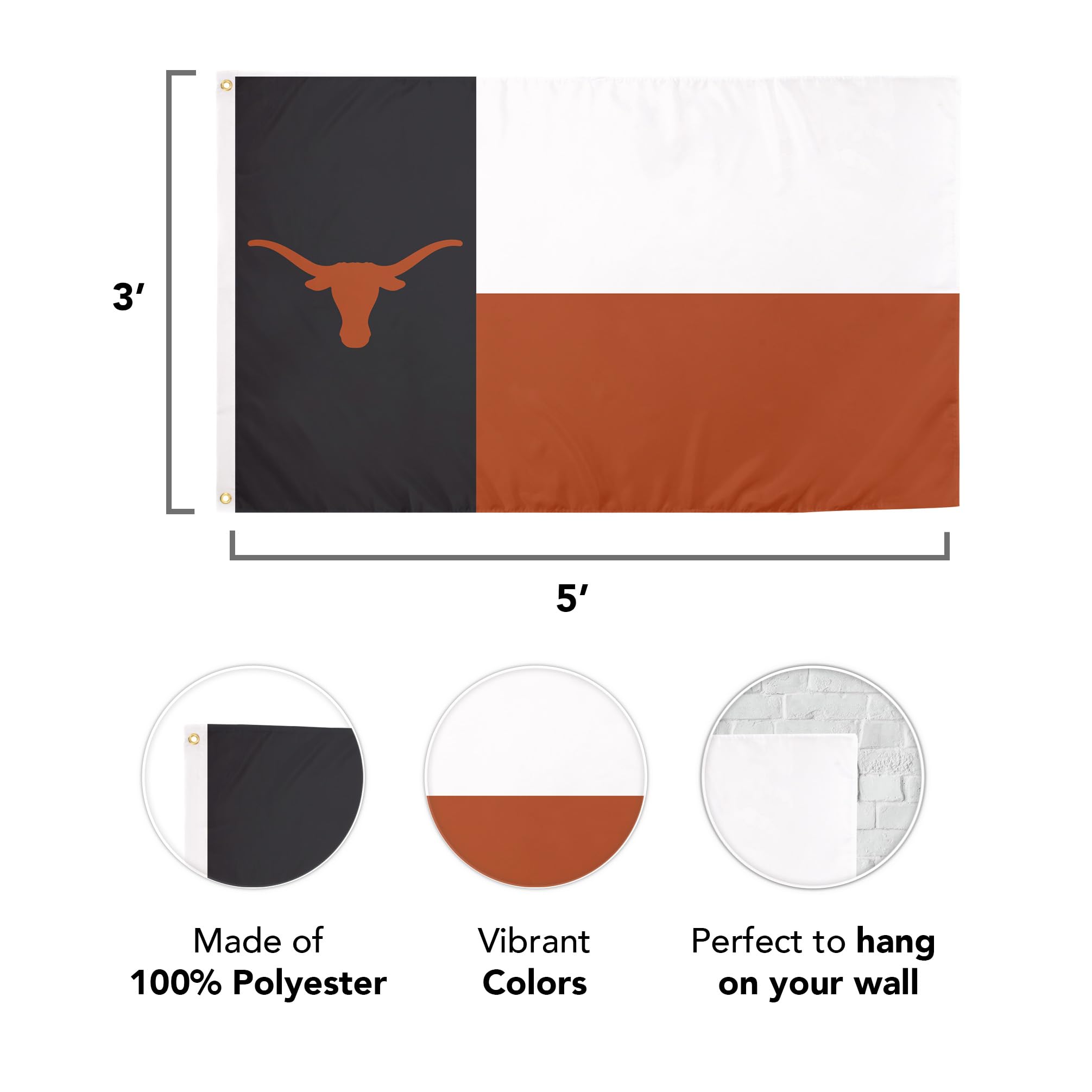 Desert Cactus UT flag features quadruple-stitched ends for lasting wear.