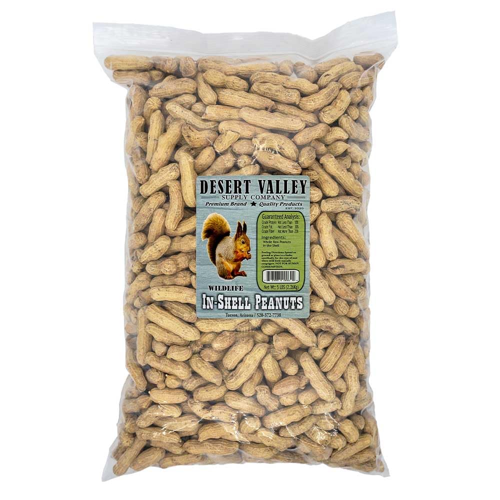 Desert Valley Supply raw peanuts in shell top view, bulk wildlife feed option.