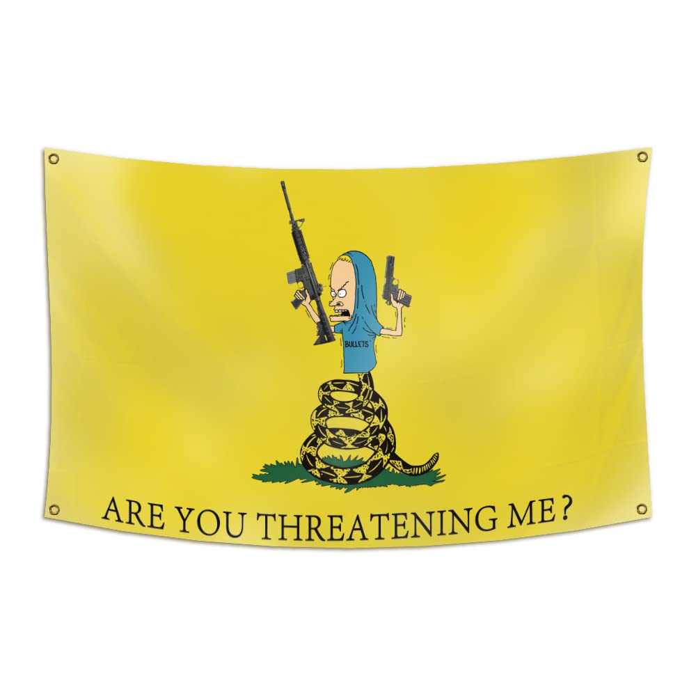 DESFLOPY Are You Threatening Me flag 3x5ft banner in dorm room for bold wall decor.