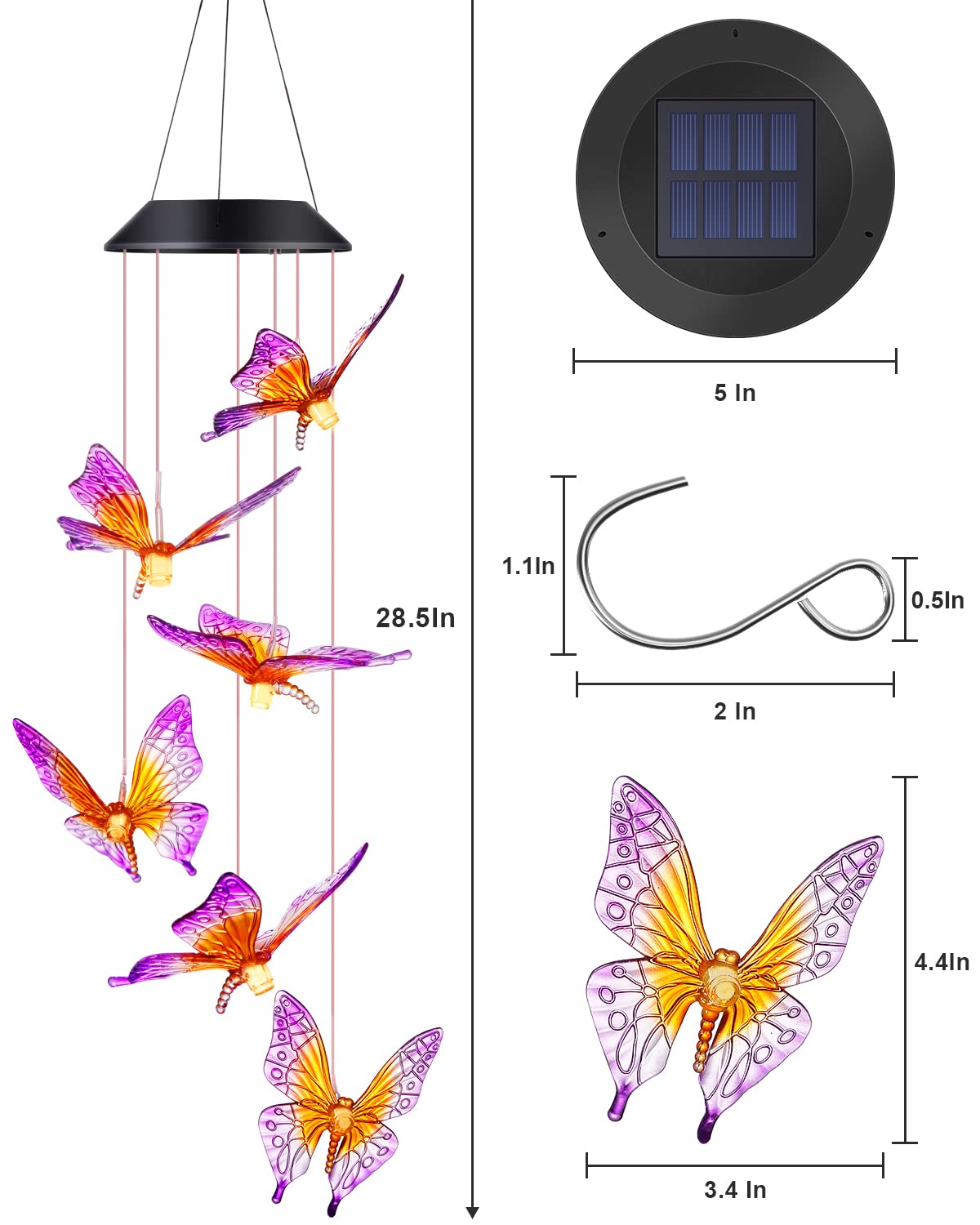 DesGully Butterfly Wind Chime easy hang design for quick setup