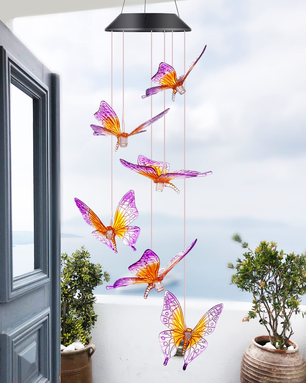 DesGully Butterfly Wind Chime night illumination creates cozy ambiance