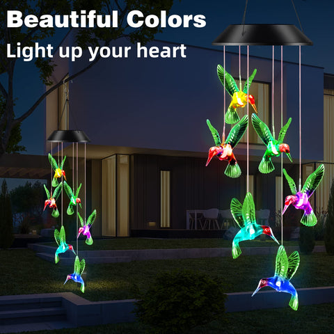 DesGully garden decor hummingbird wind chime brightens outdoor spaces.
