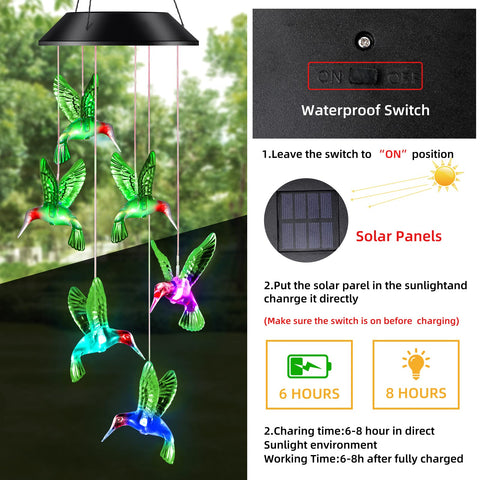 DesGully solar energy-saving wind chime powered by daytime sun.