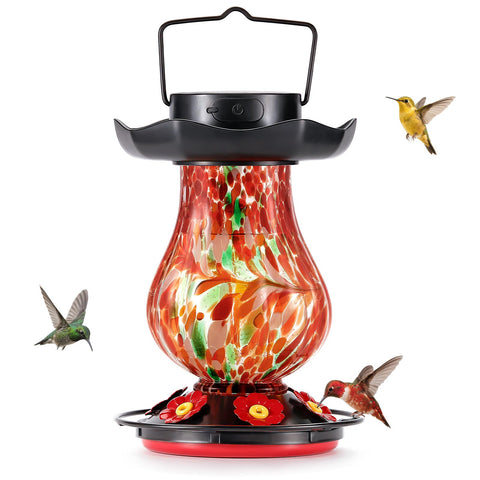 DesGully Solar Hummingbird Feeder with 25 oz capacity invites visits.