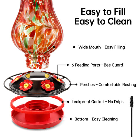 DesGully feeder's full-circle perch supports comfortable hummingbird perching.