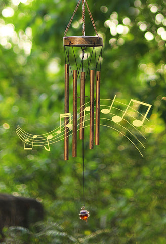 DesGully solar powered chimes illuminate a patio with long-lasting light.