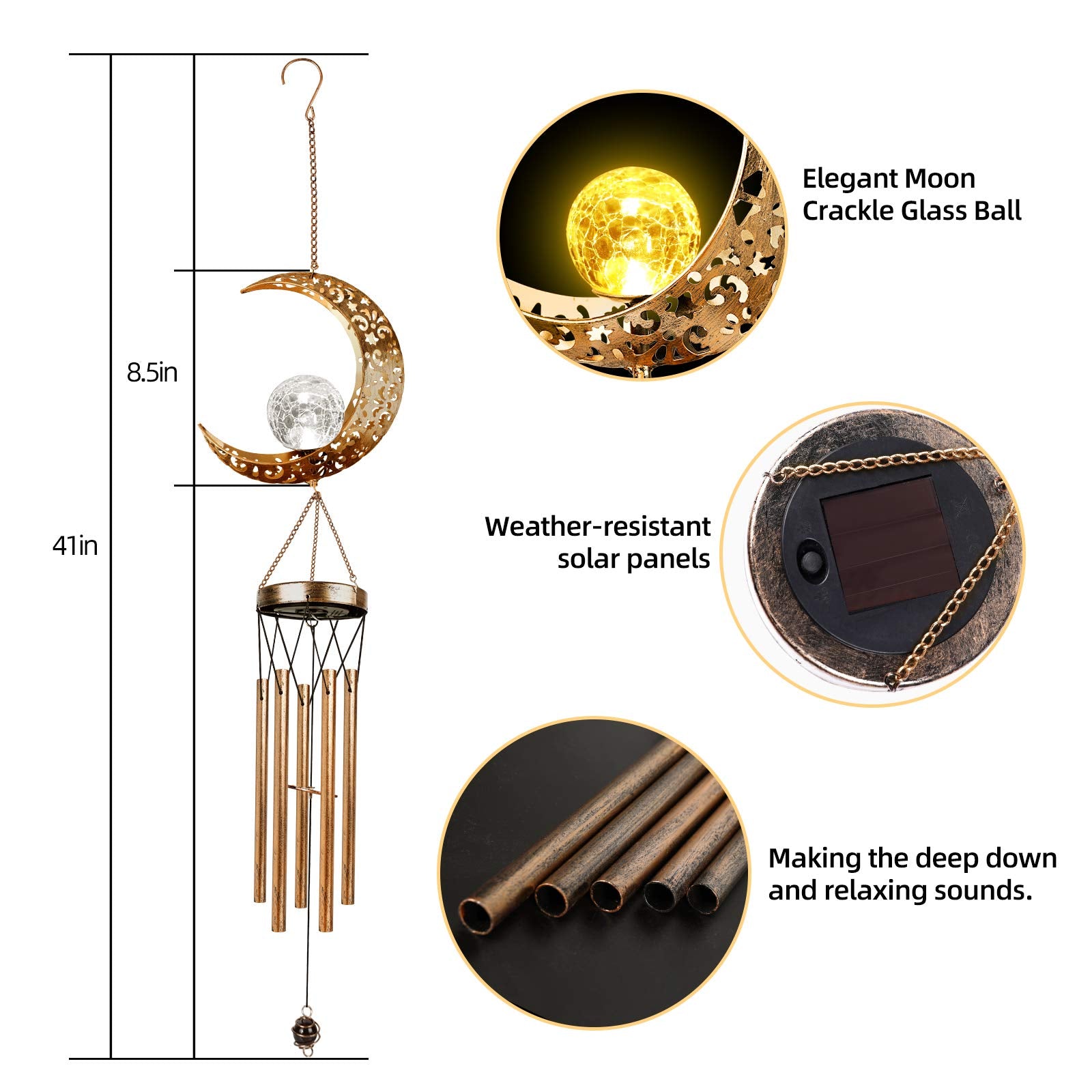 DesGully solar-powered chimes auto-activate after dark for hours