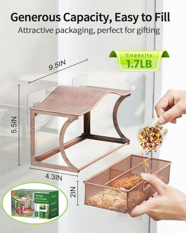 DesGully window feeder in natural color attracts wild birds.