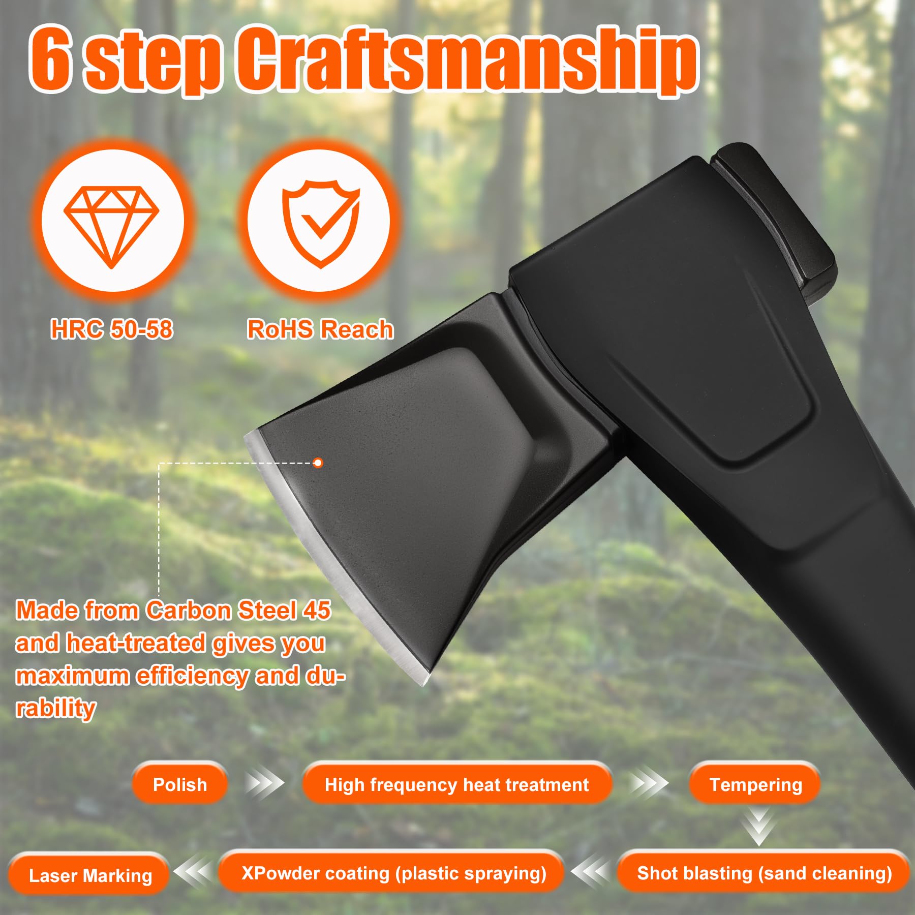 DESHIL X17 camping hatchet with nylon hollow handle for comfort