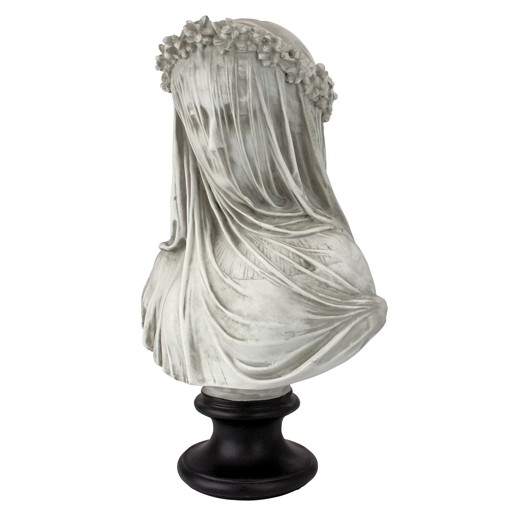 Antiqued white finish on Design Toscano bust highlighting historic aesthetics.