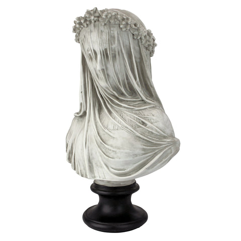 Antiqued white finish on Design Toscano bust highlighting historic aesthetics.