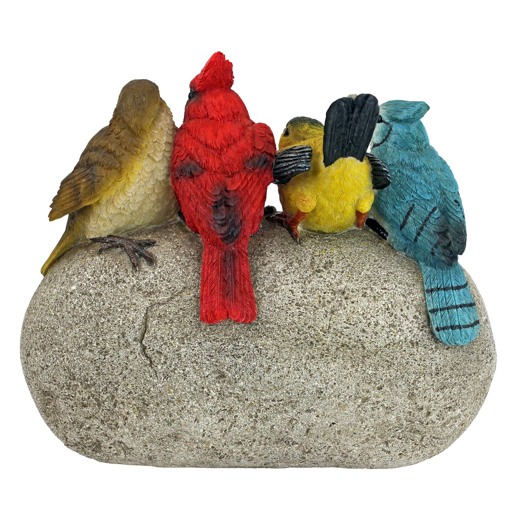 Design Toscano Birdy Welcome stone colorful feathers brighten outdoor spaces.