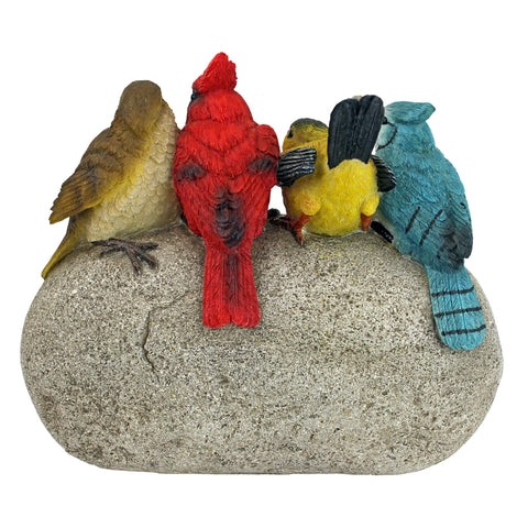 Design Toscano Birdy Welcome stone colorful feathers brighten outdoor spaces.