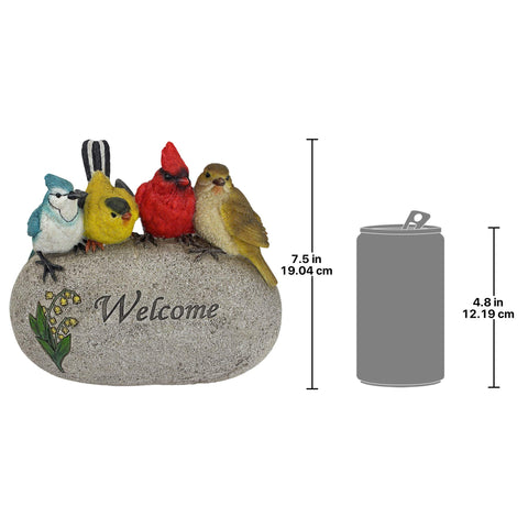 Design Toscano Birdy Welcome stone indoor display creates warm entryway ambiance.