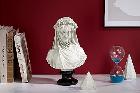 Floral garland accent on the Design Toscano bust enhancing classical charm.