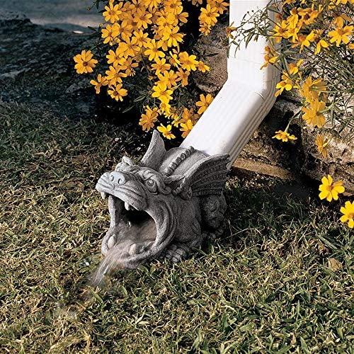 Design Toscano Roland gargoyle fits standard rectangular downspouts up to 4x5 inches.