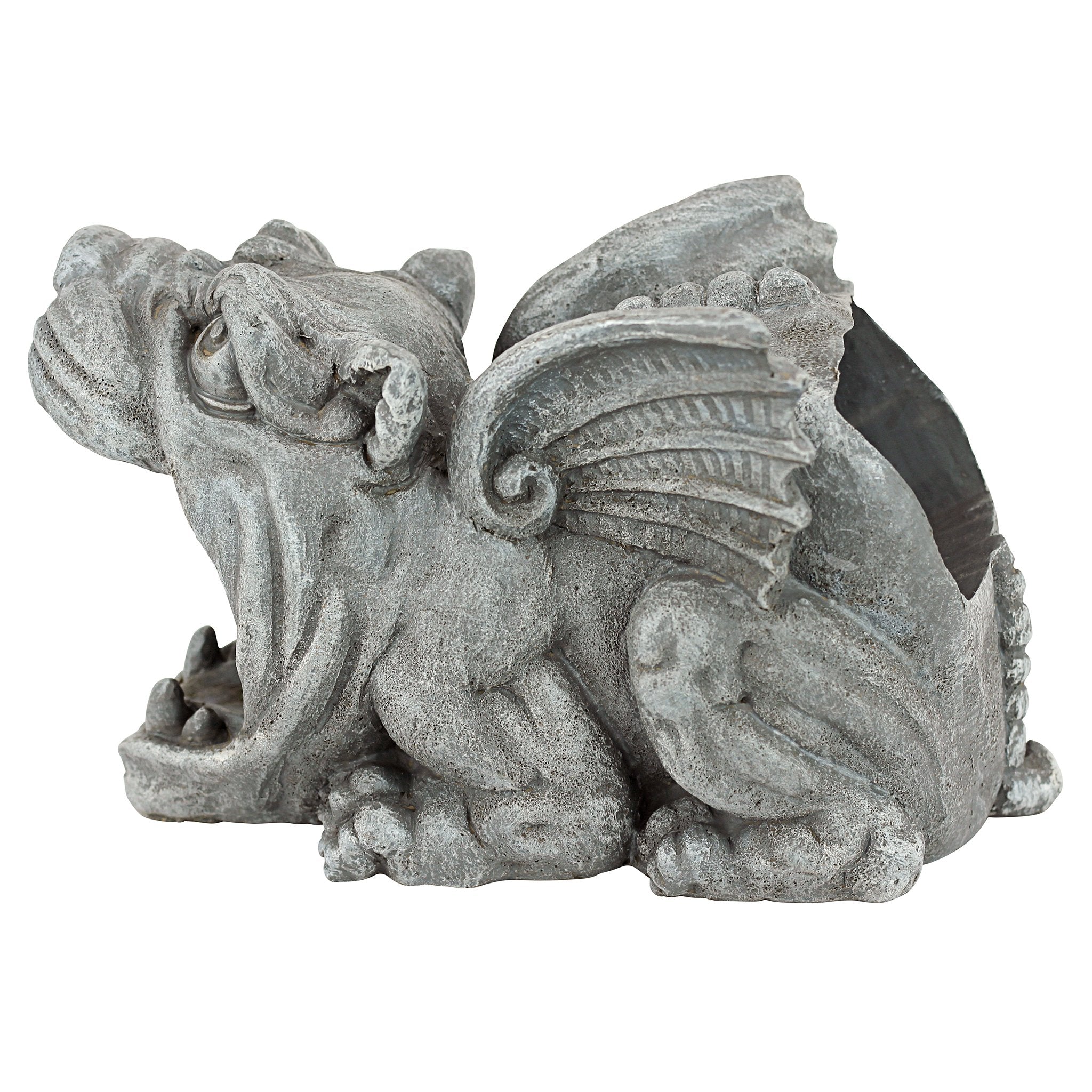 Design Toscano Roland gargoyle casts a dramatic grey stone finish.