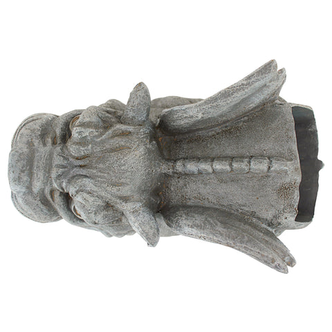 Design Toscano Roland gargoyle features a wide-open mouth to guide water.