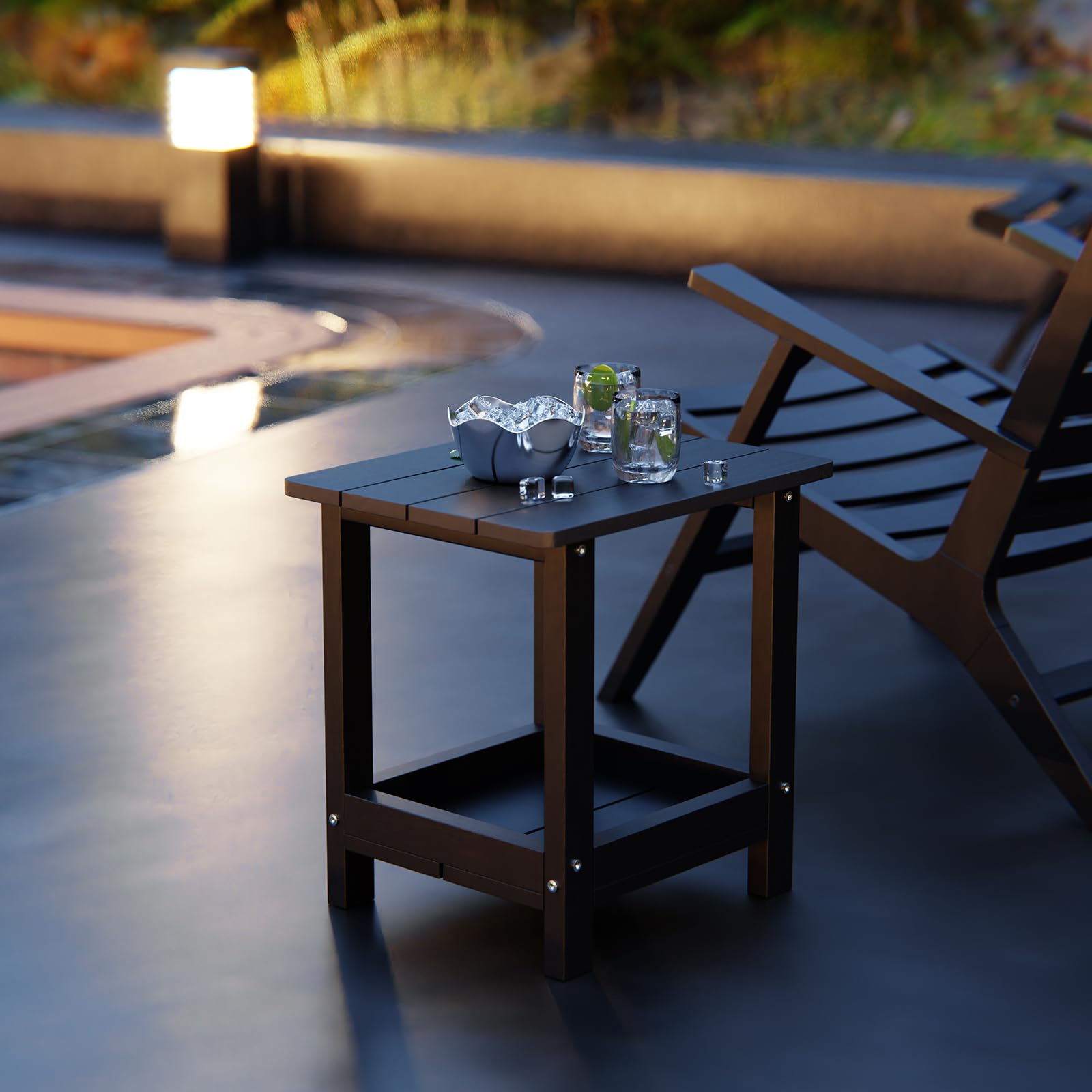 Designora by JDC Adirondack side table top surface for sunglasses and sunscreen