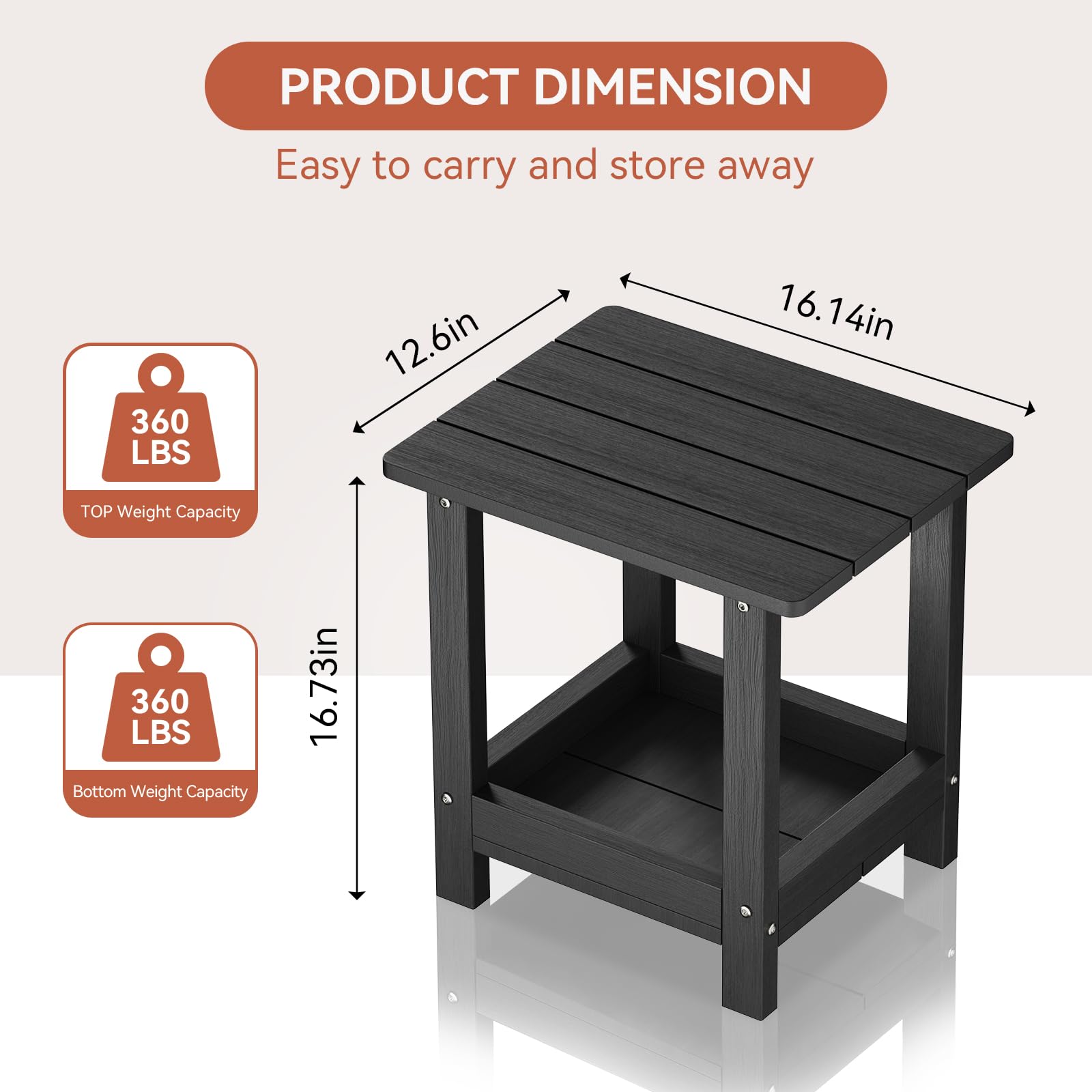 Designora by JDC Adirondack side table two-tier storage keeps essentials within reach