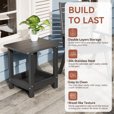 Designora by JDC Adirondack side table weather-resistant material withstands sun and rain
