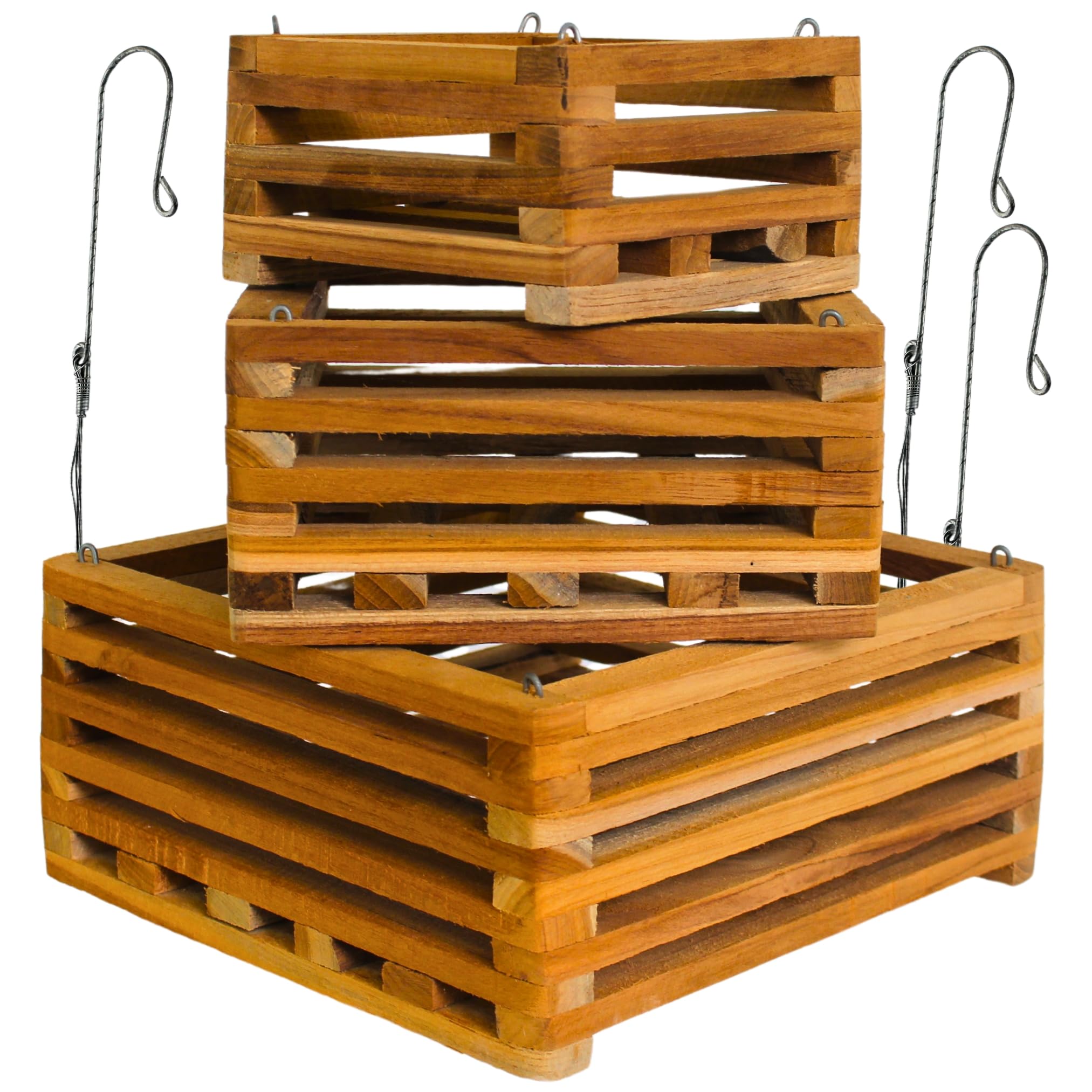 DESQUIGGLE set of 3 wooden orchid baskets for versatile indoor or outdoor display.