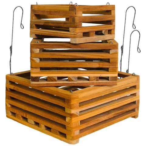 DESQUIGGLE set of 3 wooden orchid baskets for versatile indoor or outdoor display.