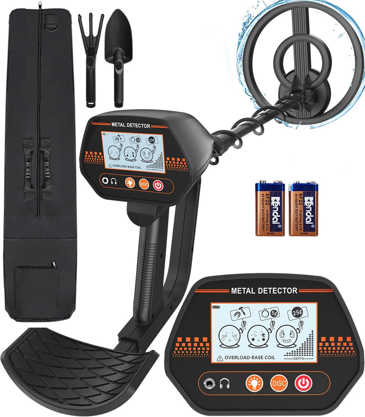 DetectTrek kids metal detector front view for beginner treasure hunts.