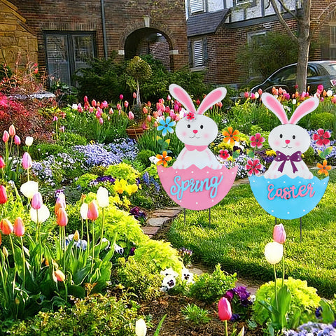 DETENE 2-pack outdoor Easter decor ideal for garden pathways and porches.