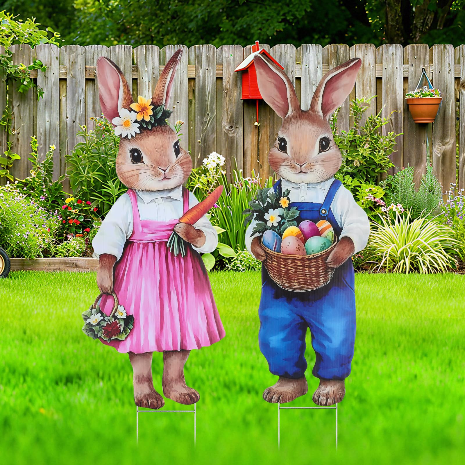 DETENE vintage Easter sign set adds nostalgic flair to porches and patios.