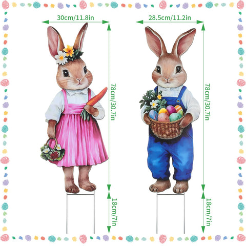 DETENE Easter bunny yard stake with egg basket brings festive garden charm.