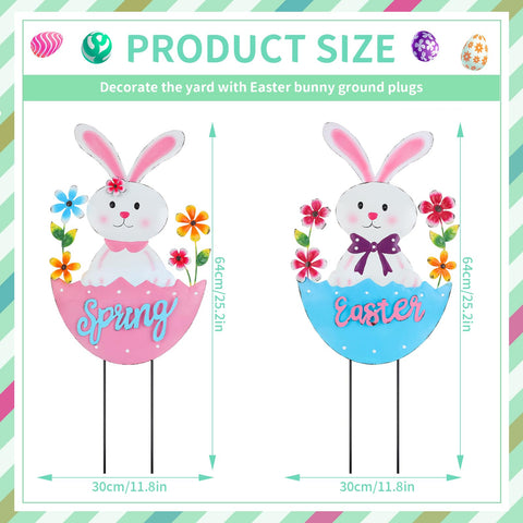 DETENE Spring bunny yard sign in blue enhances curb appeal outdoors.