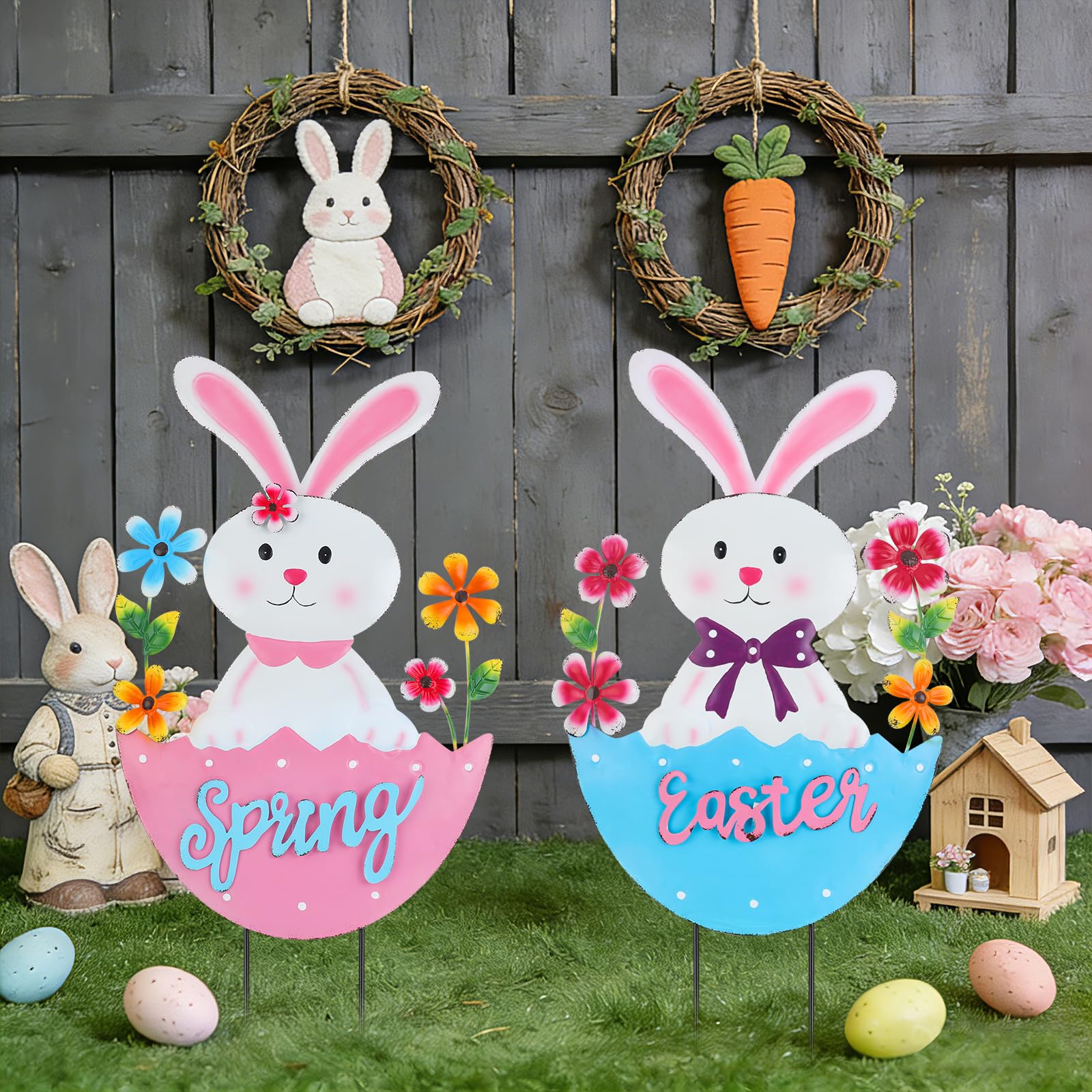 DETENE weather-resistant yard decor withstands rain and sun for spring.