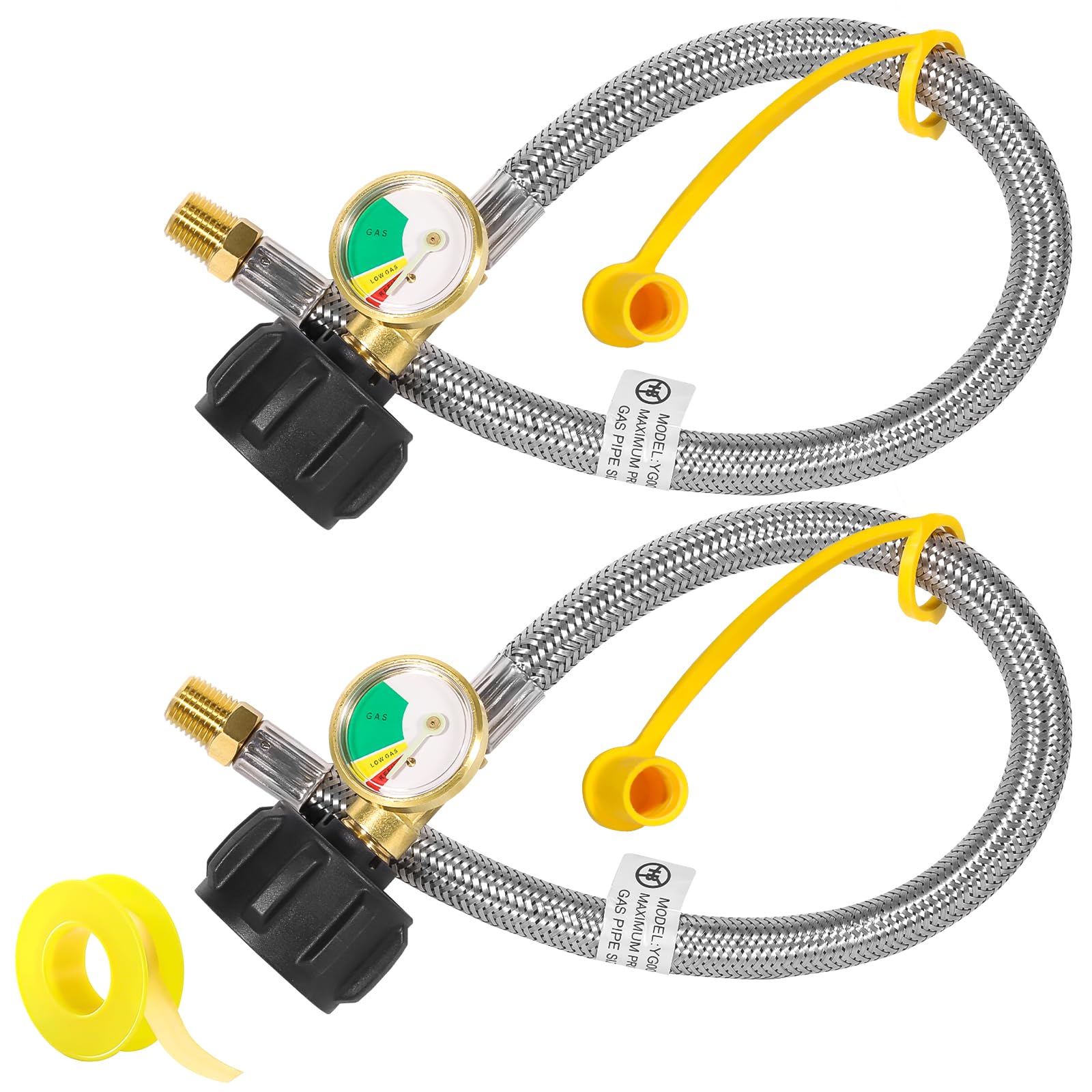 Detoypapa 15-inch RV propane hose with gauge for easy gas level monitoring