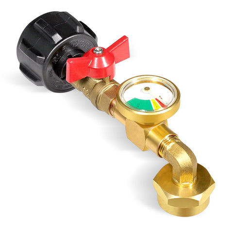 Detoypapa propane adapter 20lb to 1lb with gauge for easy at-home refills.