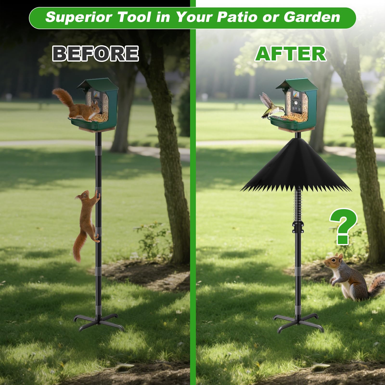 Detoypapa serrated edge blocks squirrel access from multiple angles