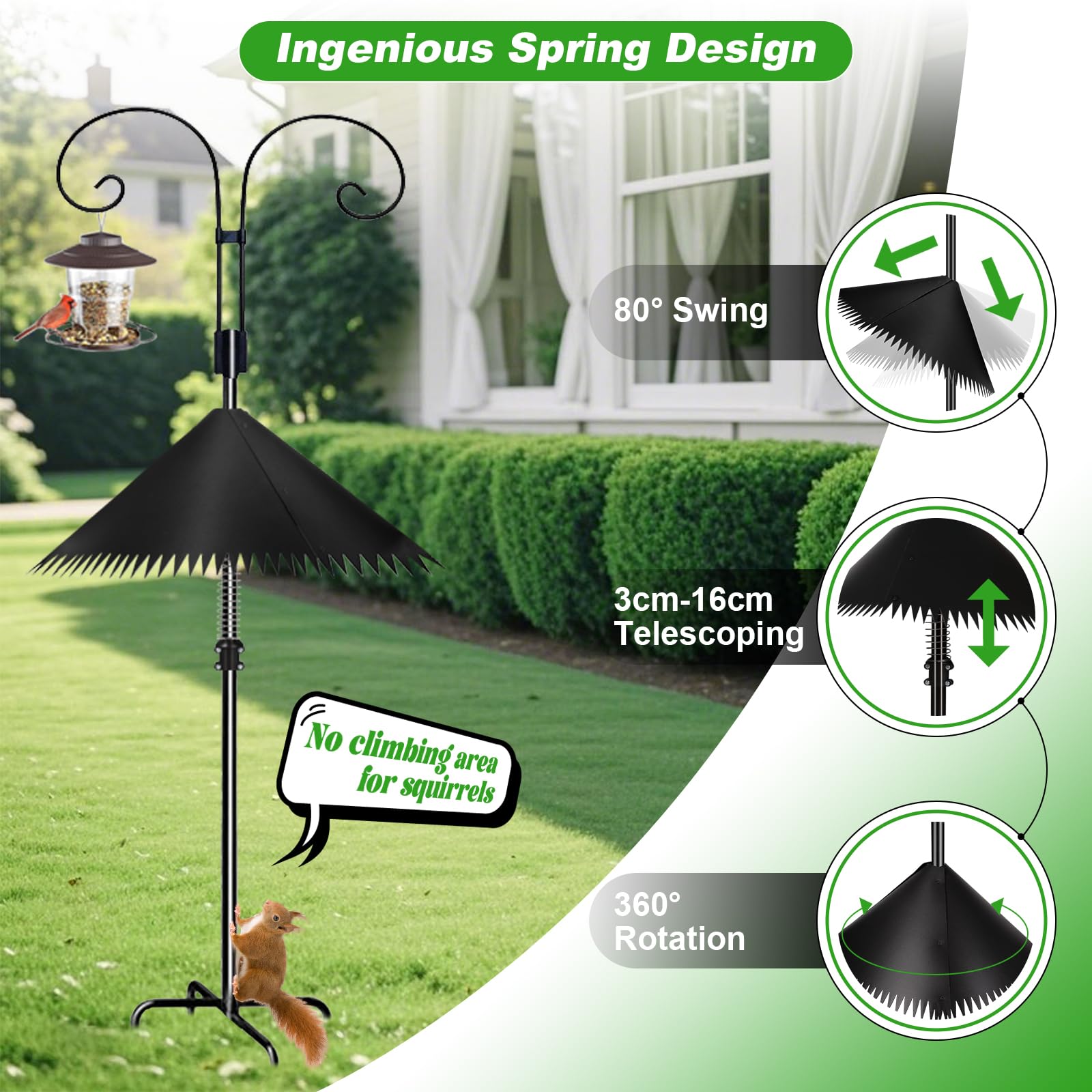 Detoypapa baffle with stainless steel spring deterring jumping squirrels