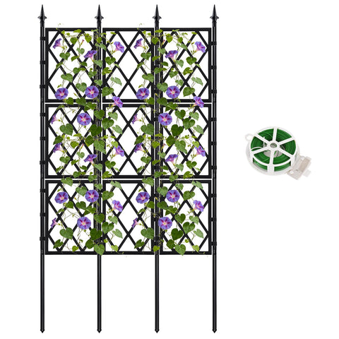 DEVISEFUN 5.25ft metal garden trellis assembly demonstrates a sturdy frame for climbing vines.