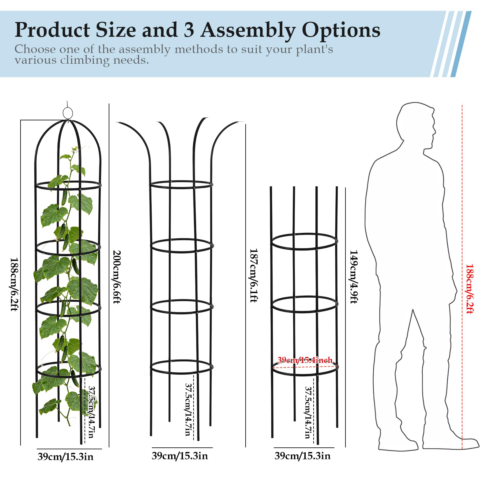 DEVISEFUN garden tower trellis 6.1ft open-top for sprawling plants