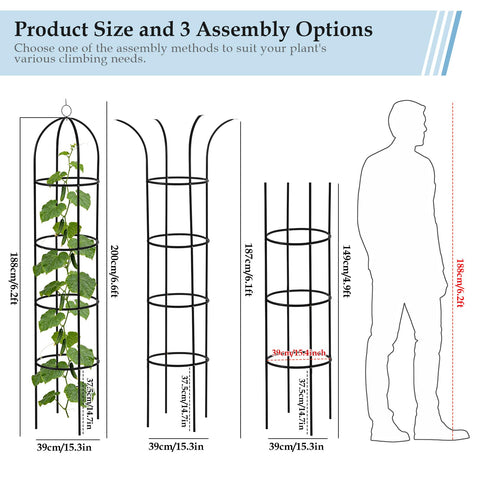 DEVISEFUN garden tower trellis 6.1ft open-top for sprawling plants