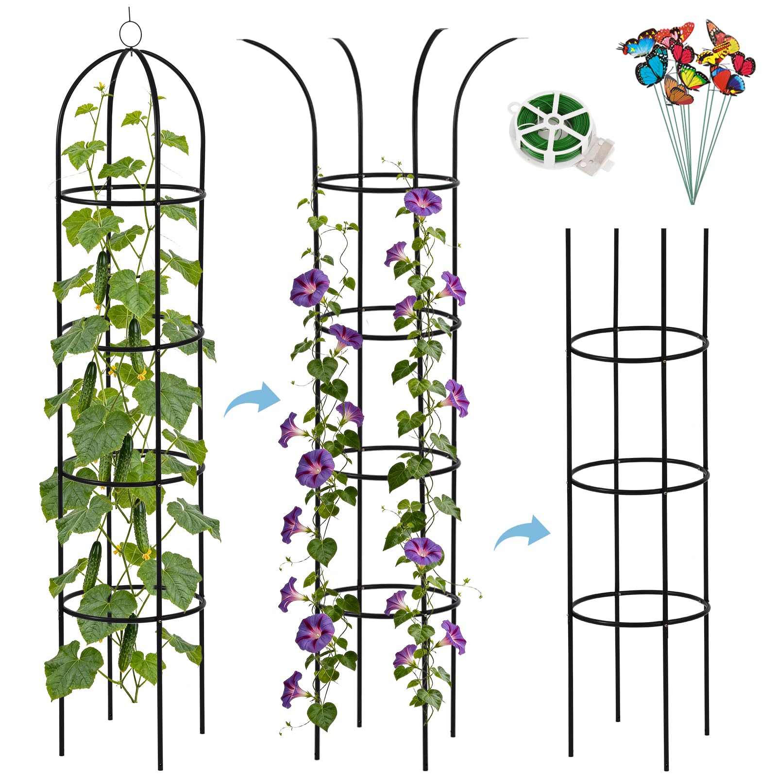 DEVISEFUN obelisk trellis 6.6ft with sturdy metal support for heavy climbers