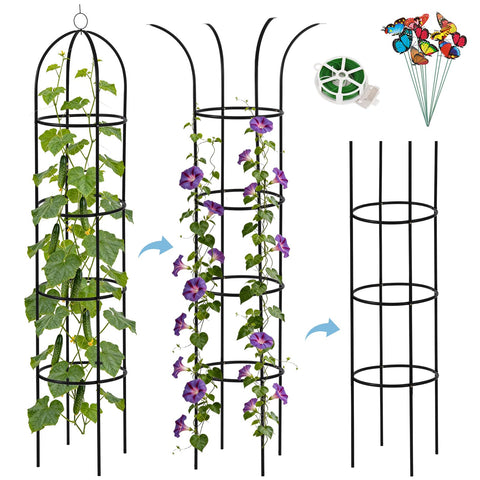DEVISEFUN obelisk trellis 6.6ft with sturdy metal support for heavy climbers