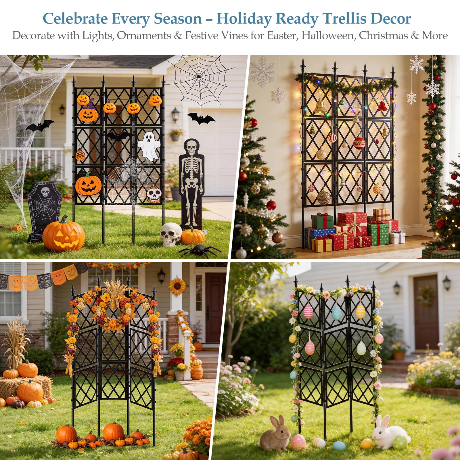 DEVISEFUN 16mm iron tubes deliver strong support for heavy vines and veggie trellises.