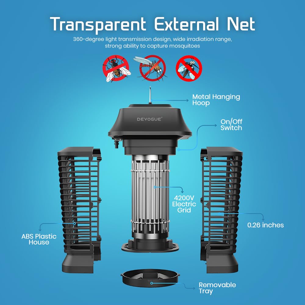 DEVOGUE UV lamp at 365nm attracts mosquitoes effectively.