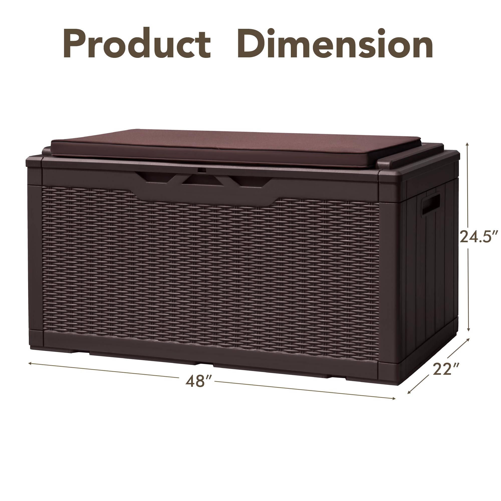Devoko deck box features side handles for easy movement around the patio.