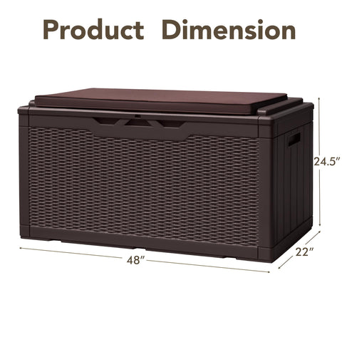Devoko deck box features side handles for easy movement around the patio.